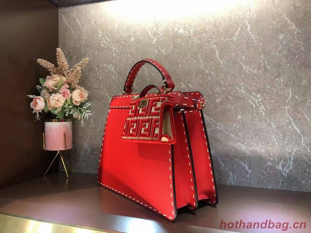 Fendi Peekaboo ISeeU MEDIUM leather bag F8637 red