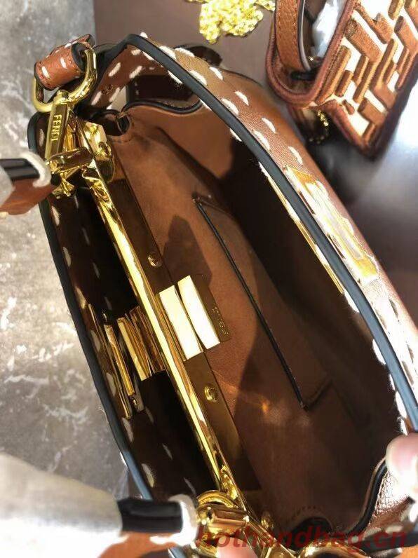 Fendi Peekaboo ISeeU Small leather bag F8636 brown Fendi Peekaboo ISeeU Small leather bag F8636 brown