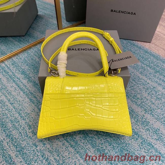 Balenciaga HOURGLASS SMALL TOP HANDLE BAG crocodile embossed calfskin B108895C yellow 