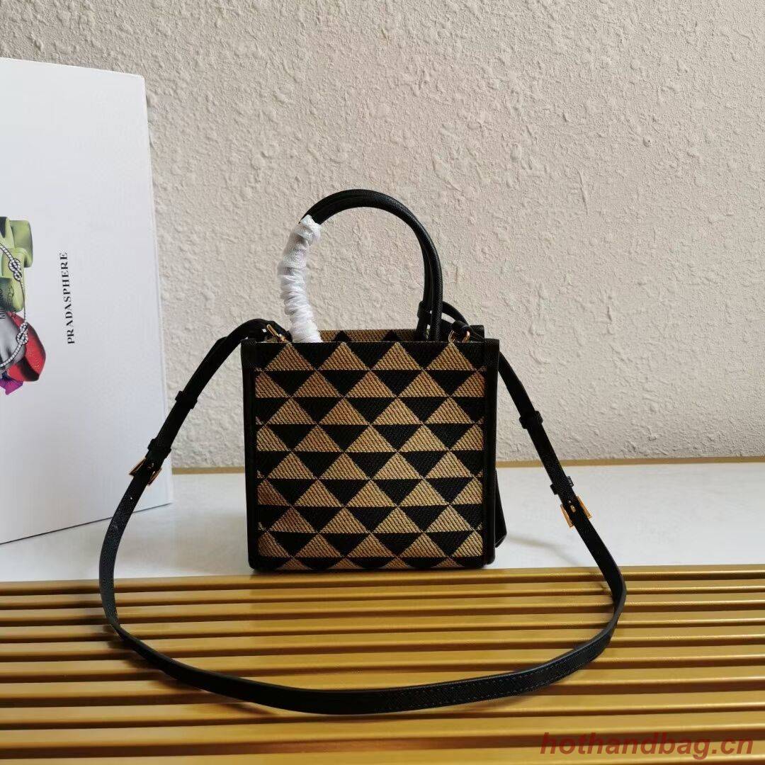 Prada Symbole jacquard fabric micro bag 1BA355 Black&Beige