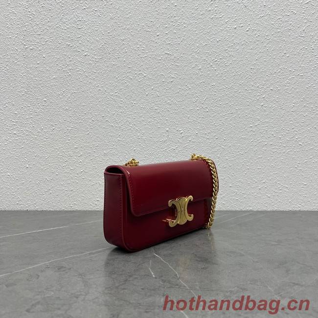 Celine CHAIN SHOULDER BAG TRIOMPHE IN SHINY CALFSKIN 197993 LIGHT BURGUNDY