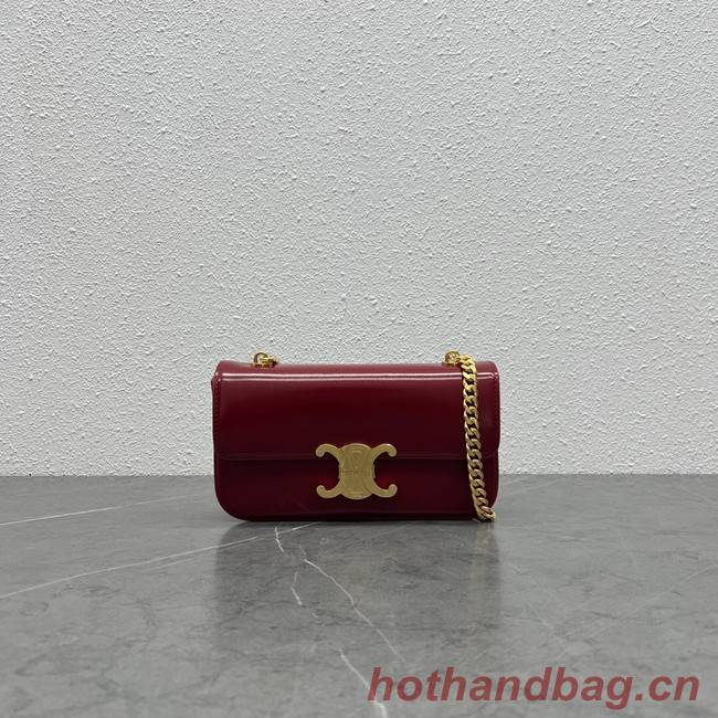 Celine CHAIN SHOULDER BAG TRIOMPHE IN SHINY CALFSKIN 197993 LIGHT BURGUNDY