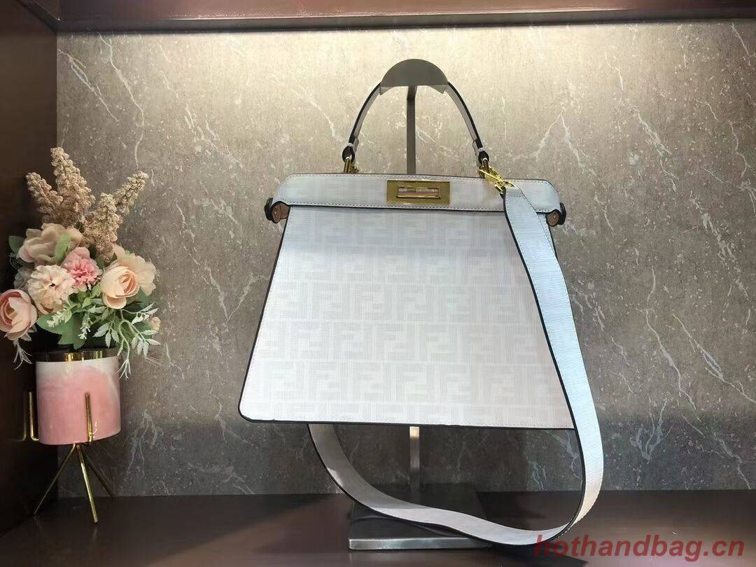 Fendi Peekaboo ISeeU FF printed silk bag F1983 white Fendi Peekaboo ISeeU FF printed silk bag F1983 white