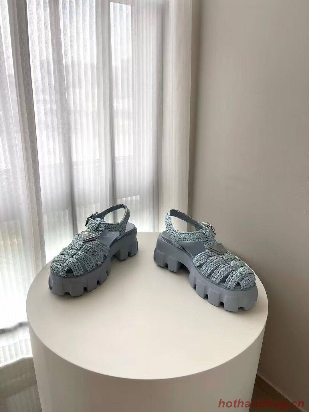 Prada Weave Sandals Shoes PD30362 Blue