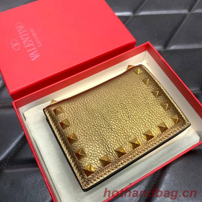 VALENTINO Garavani Rockstud Calfskin Wallet 0P39R bronze
