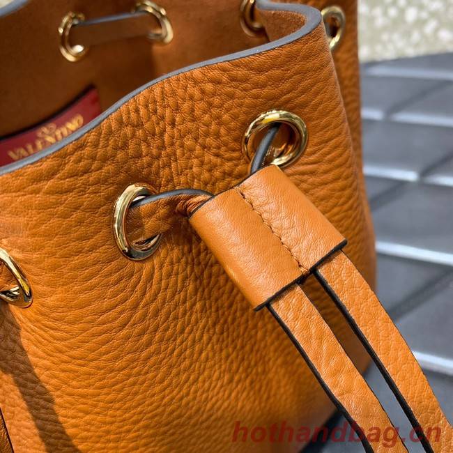 VALENTINO VLOGO SIGNATURE Lambskin nano Bucket Bag 0319 brown