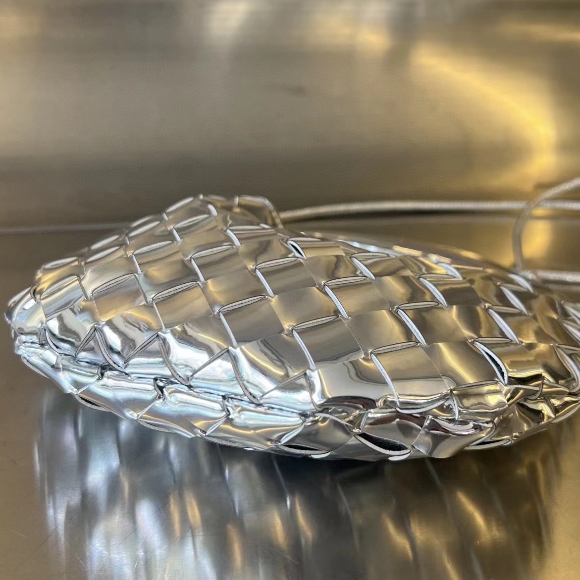 Bottega Veneta mirror laminated lambskin Mini Sardine 744267 Silver