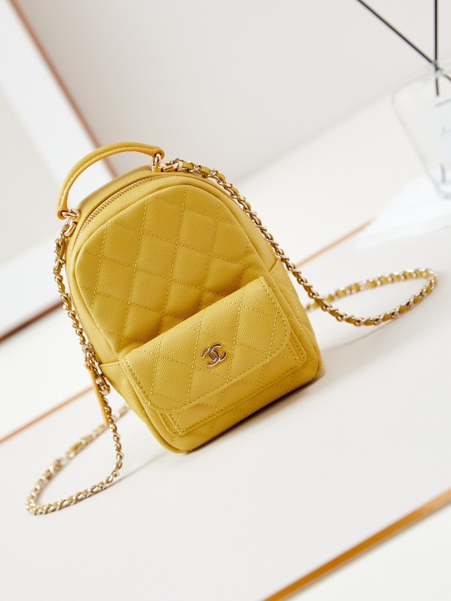Chanel MINI BACKPACK AP3753 Grained Calfskin & Gold-Tone Metal yellow