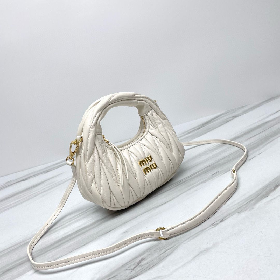 Miu Miu Wander Matelasse Original Sheepskin Mini Bag 5BP078 White