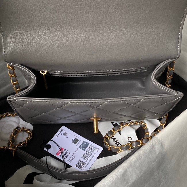 Chanel SMALL FLAP BAG WITH TOP HANDLE AS4957 GRAY