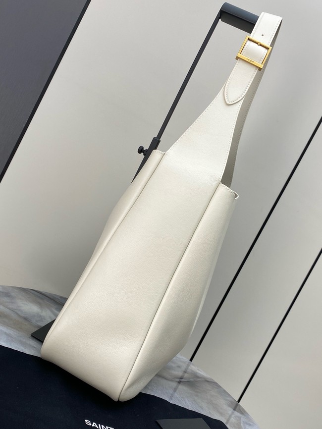 SAINT LAURENT LE 5 A 7 SUPPLE LARGE IN GRAINED LEATHER 753837 BLANC VINTAGE