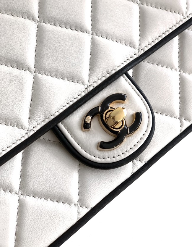 CHANEL MINI FLAP BAG Lambskin AS5151 White & Black