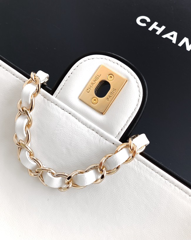 CHANEL MINI FLAP BAG Lambskin AS5151 White & Black