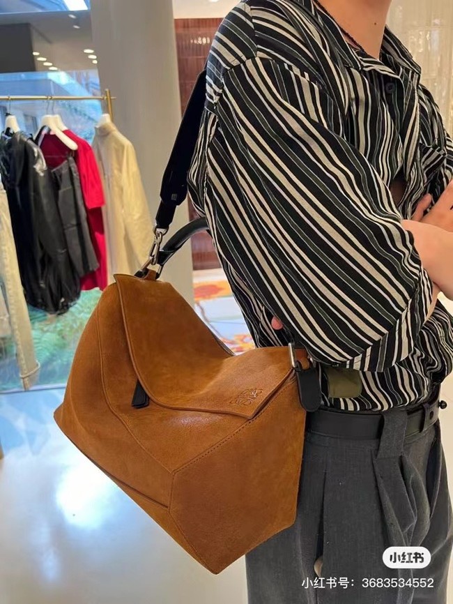 Loewe Large SUEDE Puzzle bag 231095 Tan