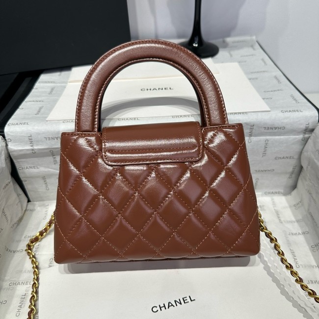 Chanel 23k Vintage Kelly Original Leather Top Handle Bag AS4416 brown