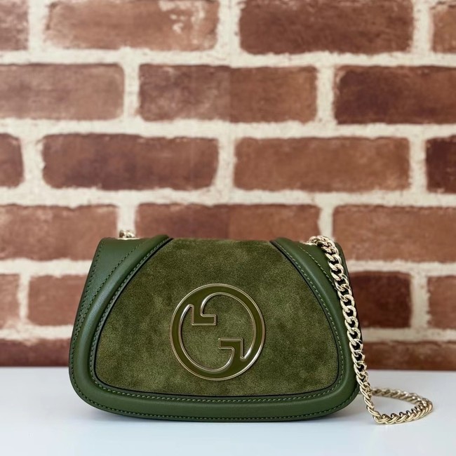 GUCCI BLONDIE SMALL SHOULDER BAG suede 815711 DARK GREEN