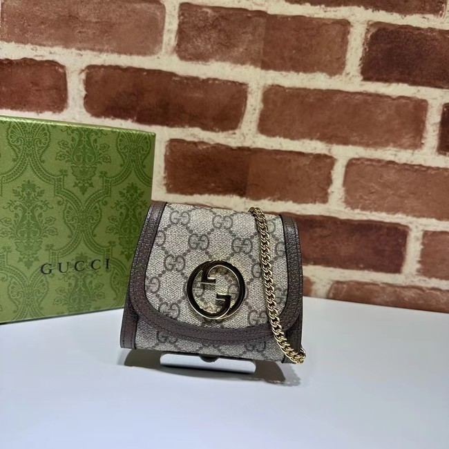 Gucci Blondie card case wallet GG Supreme canvas 725219 brown