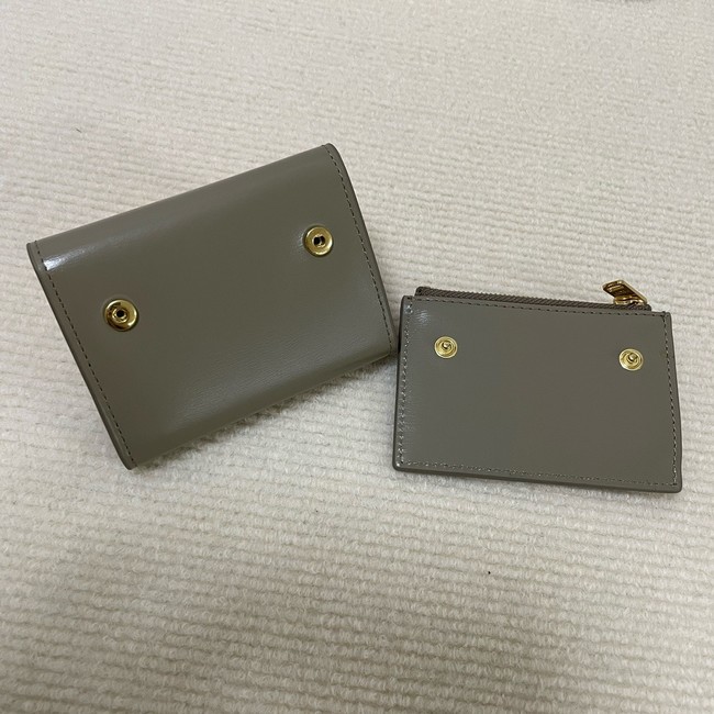 Celine SMALL FLAP WALLET TRIOMPHE IN SHINY CALFSKIN 10L653 dark gray