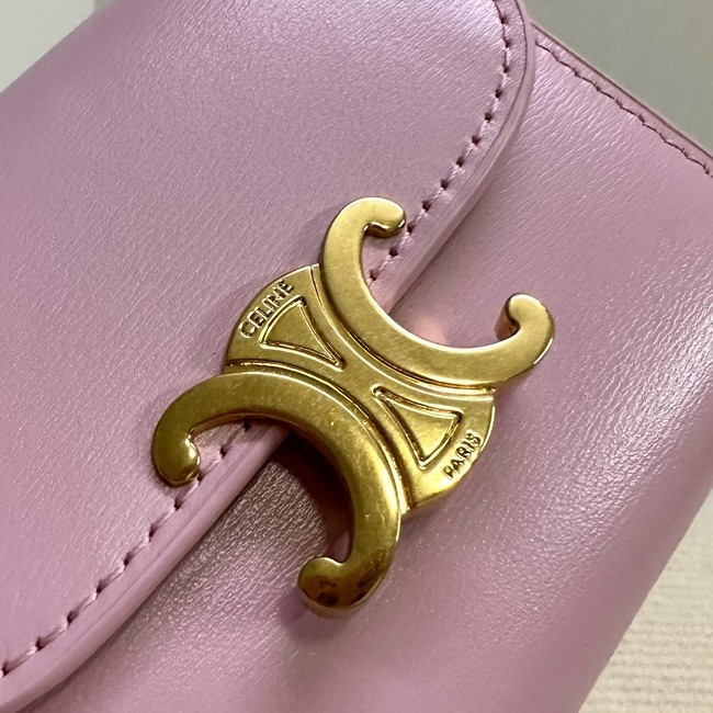 Celine SMALL FLAP WALLET TRIOMPHE IN SHINY CALFSKIN 10D783 Purple