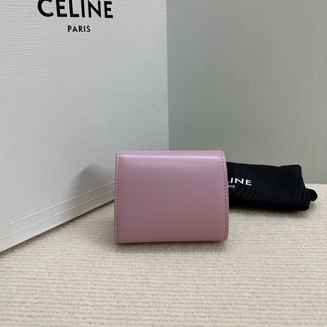 Celine SMALL FLAP WALLET TRIOMPHE IN SHINY CALFSKIN 10D783 Purple