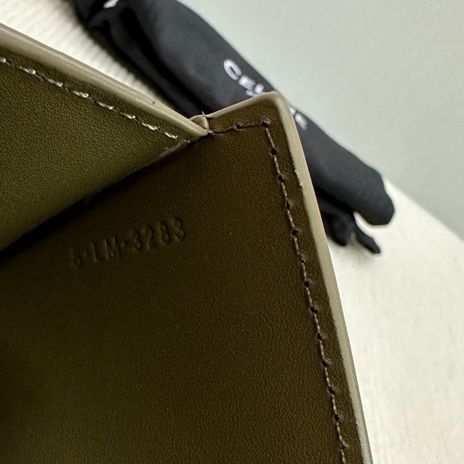Celine TRIOMPHE COMPACT WALLET IN SHINY CALFSKIN 10K623 dark green
