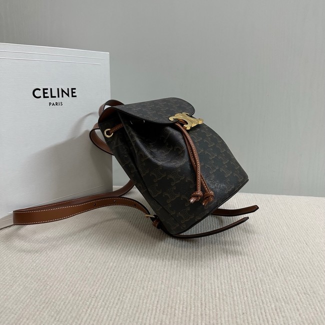 Celine BACKPACK CELINE BONNIE IN TRIOMPHE CANVAS AND LAMBSKIN 118703 TAN