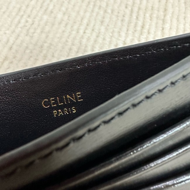 Celine CARD HOLDER TRIOMPHE IN SHINY CALFSKIN 10L833 black