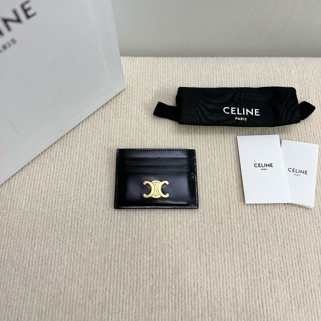 Celine CARD HOLDER TRIOMPHE IN SHINY CALFSKIN 10L833 black
