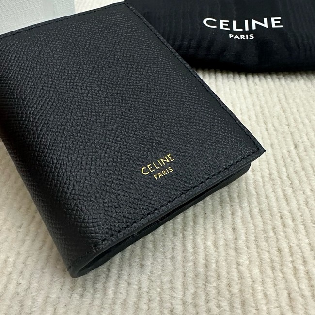 Celine COMPACT WALLET TRIOMPHE CHARMS IN GRAINED CALFSKIN 10M103 black
