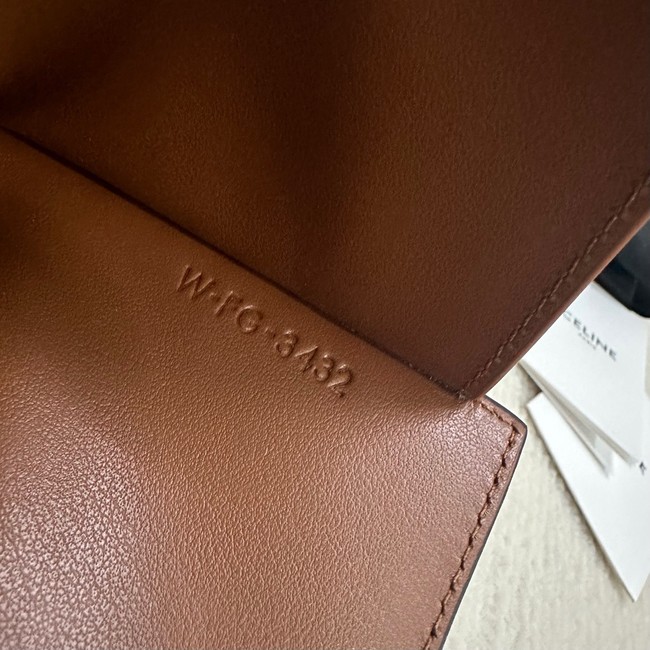 Celine COMPACT WALLET TRIOMPHE CHARMS IN TRIOMPHE CANVAS AND LAMBSKIN 10M103 tan