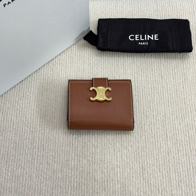 Celine FINE STRAP WALLET NINO IN SUPPLE GRAINED CALFSKIN 10M962 TAN
