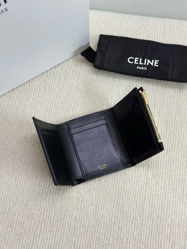 Celine FINE STRAP WALLET NINO IN SUPPLE GRAINED CALFSKIN 10M962 black 