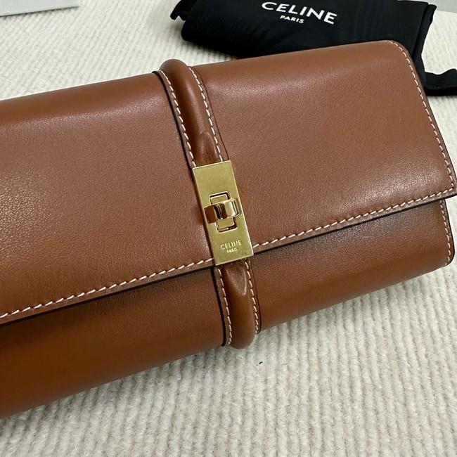 Celine LARGE WALLET TRIOMPHE IN SHINY CALFSKIN 10M033 TAN