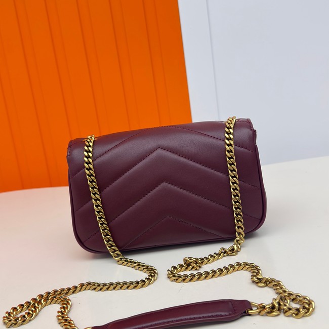 SAINT LAURENT LOULOU MINI IN LAMBSKIN 821749 ROUGE CABERNET