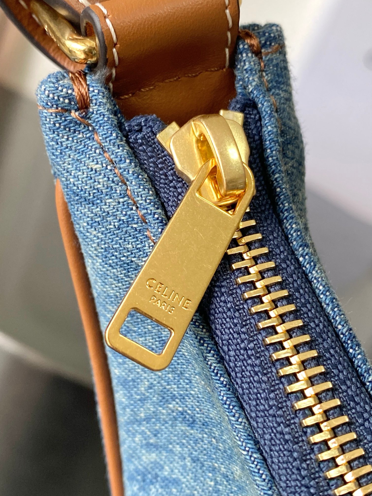 Celine MEDIUM AVA TRIOMPHE BAG IN Denim 114492 blue