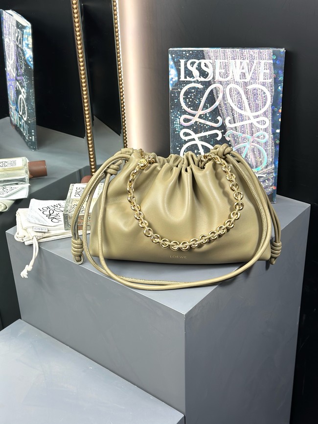 Loewe Napa Lamb Leather Flamenco Purse 80696 Khaki