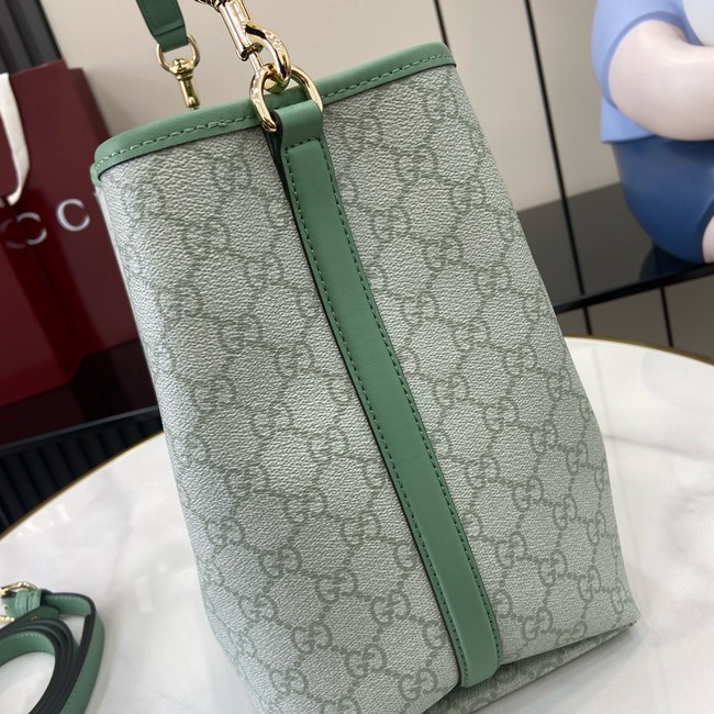 GUCCI GG EMBLEM MEDIUM BUCKET BAG 815103 Sage green