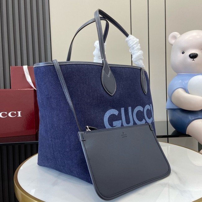 GUCCI TOTISSIMA MEDIUM REVERSIBLE TOTE 820481 Dark blue denim