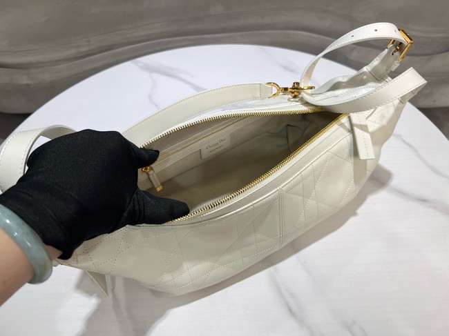 Dior Medium D-Journey Bag in Shiny Goatskin  Flat Macrocannage M2417UCUQ Latte