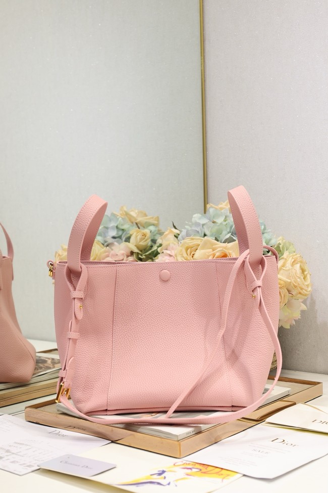 Dior Medium Signature Bucket Bag Grained Calfskin M2841USKU pink