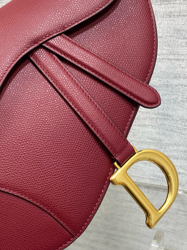 Dior Saddle Bag with Strap Saddle Grained Calfskin M0455CBAA Cherry Red