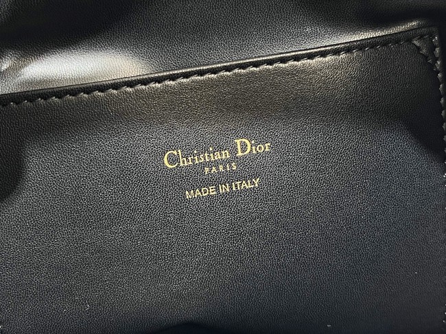 Small Dior Caro Bucket Bag Black Macrocannage Lambskin M3372UNOZ 
