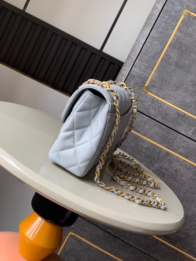 Chanel Grained Calfskin Shoulder Bag AS5330 gray blue