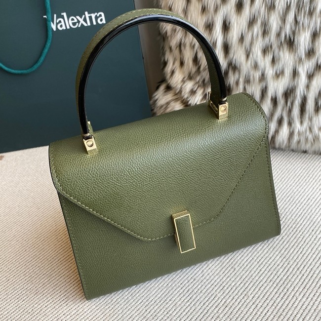 Valextra Iside Top Handle Medium Bag 56028 MILITARY GREEN