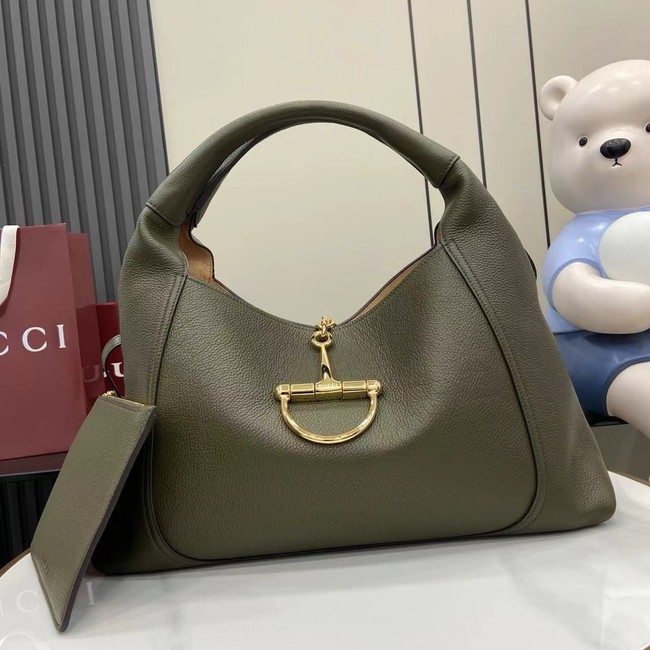 GUCCI SOFTBIT MAXI SHOULDER BAG 837466 Dark green
