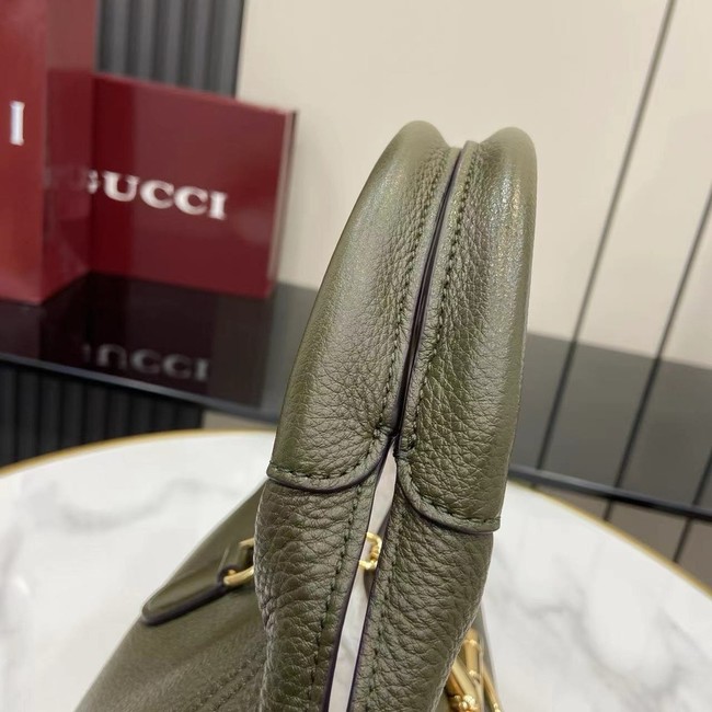 GUCCI SOFTBIT MEDIUM TOP HANDLE BAG 837467 Dark green
