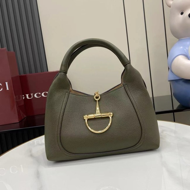 GUCCI SOFTBIT MEDIUM TOP HANDLE BAG 837467 Dark green