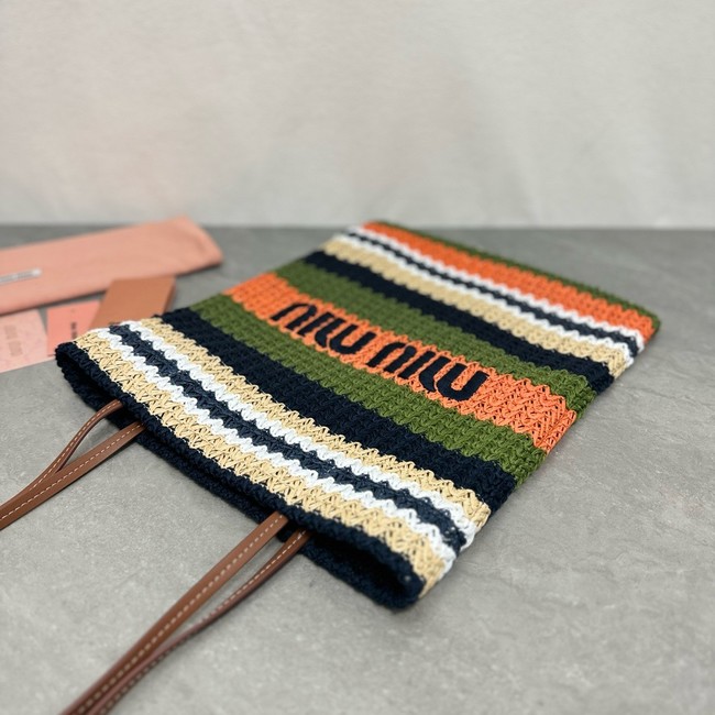 miumiu Raffia effect woven tote bag 5BG248-2