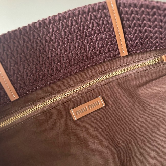 miumiu Raffia effect woven tote bag 5GB228-1
