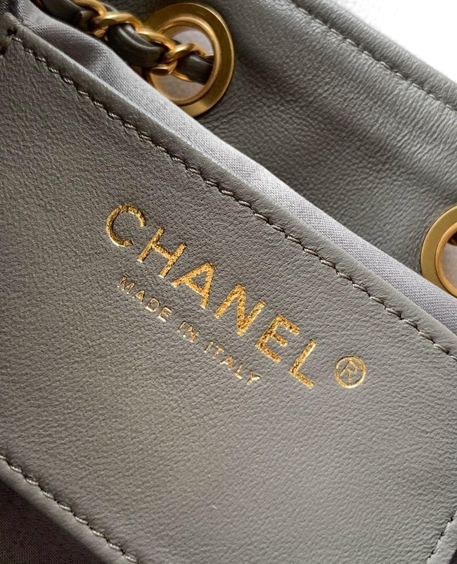 CHANEL 25 MINI HANDBAG Suede AS5631 gray